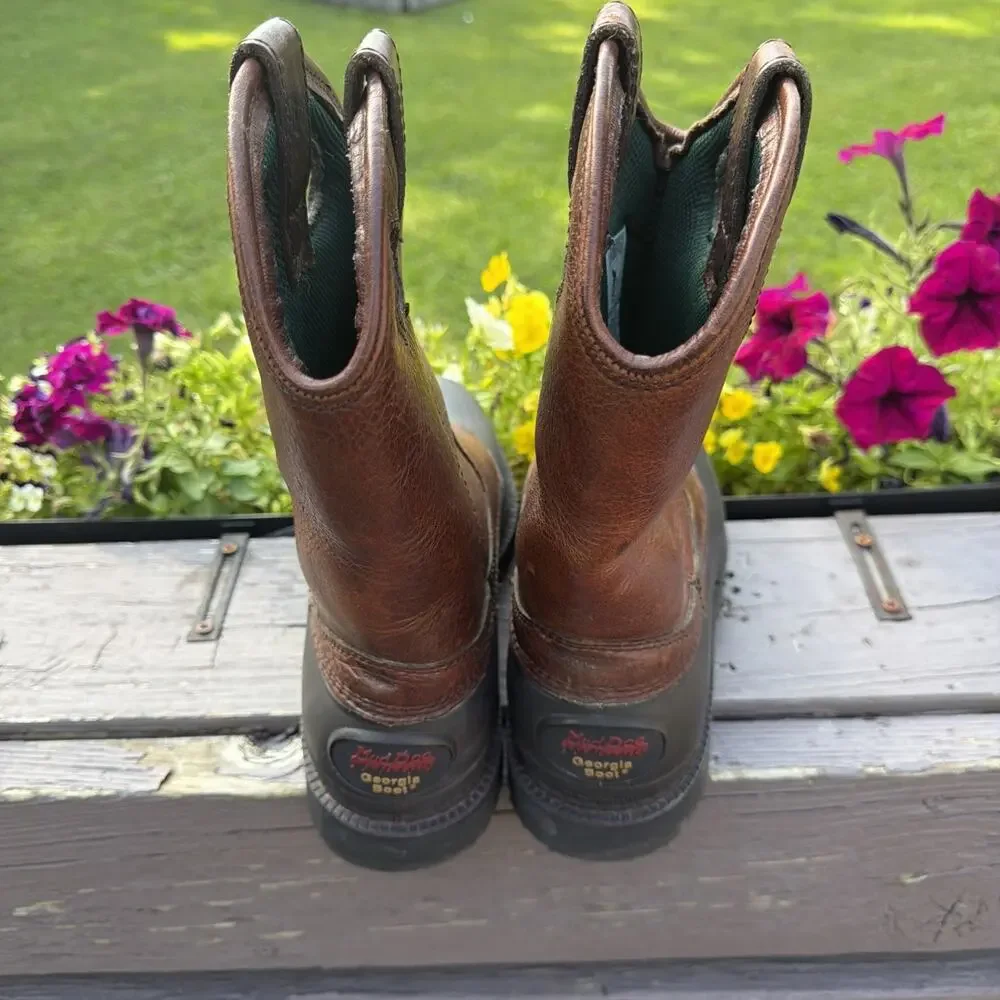NWOT Georgia Boot G5655 Mud Dog Steel Toe EH Wellington Work Boots Mens 9.5M